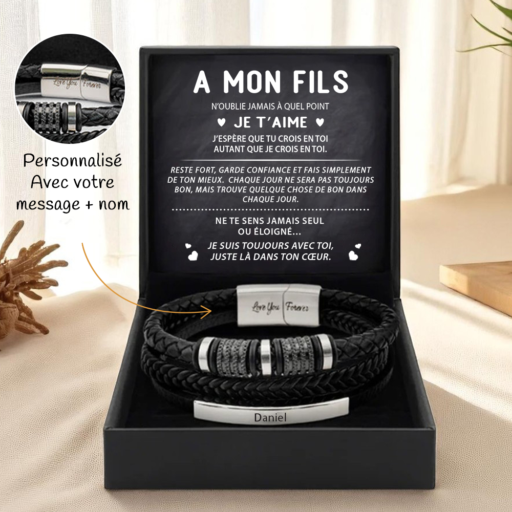 À mon Fils - Bracelet personnalisé "À jamais liés"  pour mon fils